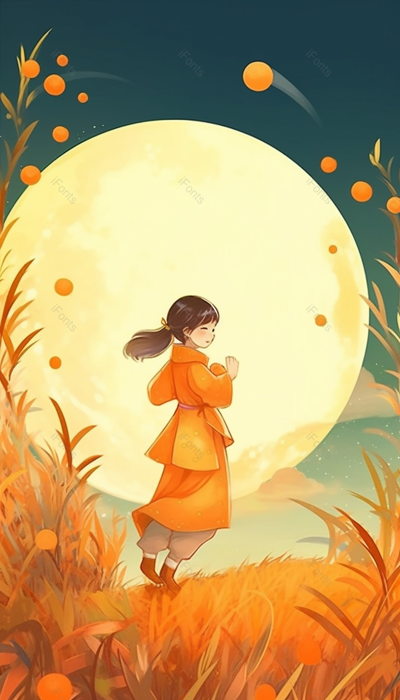 在草丛中开心的小女孩插图唯美背景,插画/手绘图,插画/手绘图库,插画/手绘图下载,插画/手绘